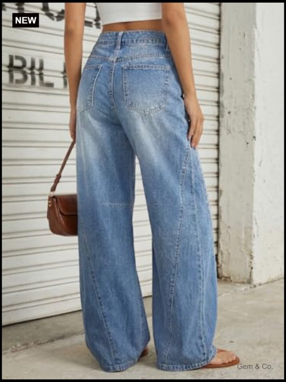 High Waisted Wide Leg Barrel Jeans Stretch Baggy Flare Denim Pants - Picture 4 of 7
